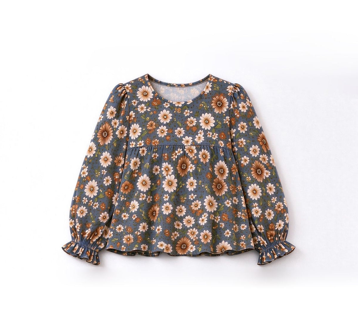 ( Moq 5 ) Preorder Baby Girls Kids Long Sleeves Flower Tunic Tops Clothes