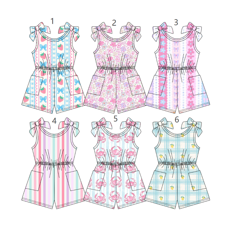 ( Moq 5 Each Style ) Sibling Baby Girls Kids Sleeveless Pockets Jumpsuits Summer Clothes