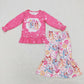 LR0886 Valentine's Day Baby Girl Long Sleeves Dogs Hearts Zipper One Piece Romper