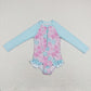 S0182 Baby Girl Floral Long Sleeves One Piece Summer Swimsuit