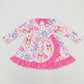 LR0886 Valentine's Day Baby Girl Long Sleeves Dogs Hearts Zipper One Piece Romper