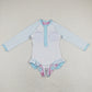 S0182 Baby Girl Floral Long Sleeves One Piece Summer Swimsuit