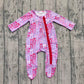 Baby Girls Infant Long Sleeves Bows Ruffle Zipper Footie Sleeper Romper RTS