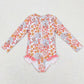 S0184 Baby Girl Floral Long Sleeves One Piece Summer Swimsuit