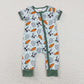 SR1014 Easter Baby Boy Short Sleeves Rabbits Carrots Eggs Zipper One Piece Romper