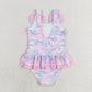 Baby Girl Pink Sea Shell Ruffle One Piece Bows Swimsuit