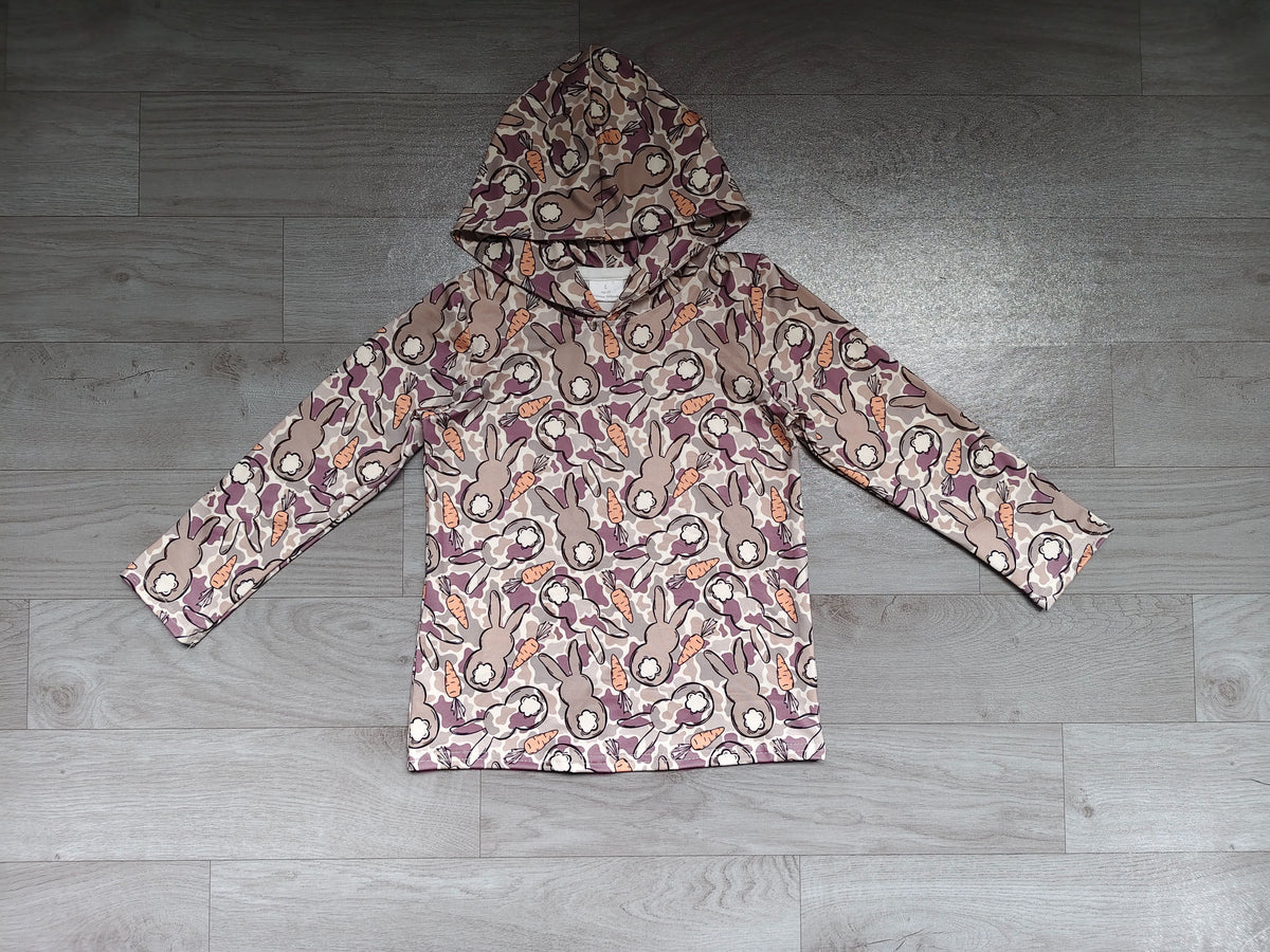 ( No moq ) Preorder Baby Boys Kids Rabbits Carrots Easter Pullover Shirt Camo Clothes