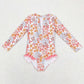 S0184 Baby Girl Floral Long Sleeves One Piece Summer Swimsuit