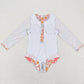 S0184 Baby Girl Floral Long Sleeves One Piece Summer Swimsuit