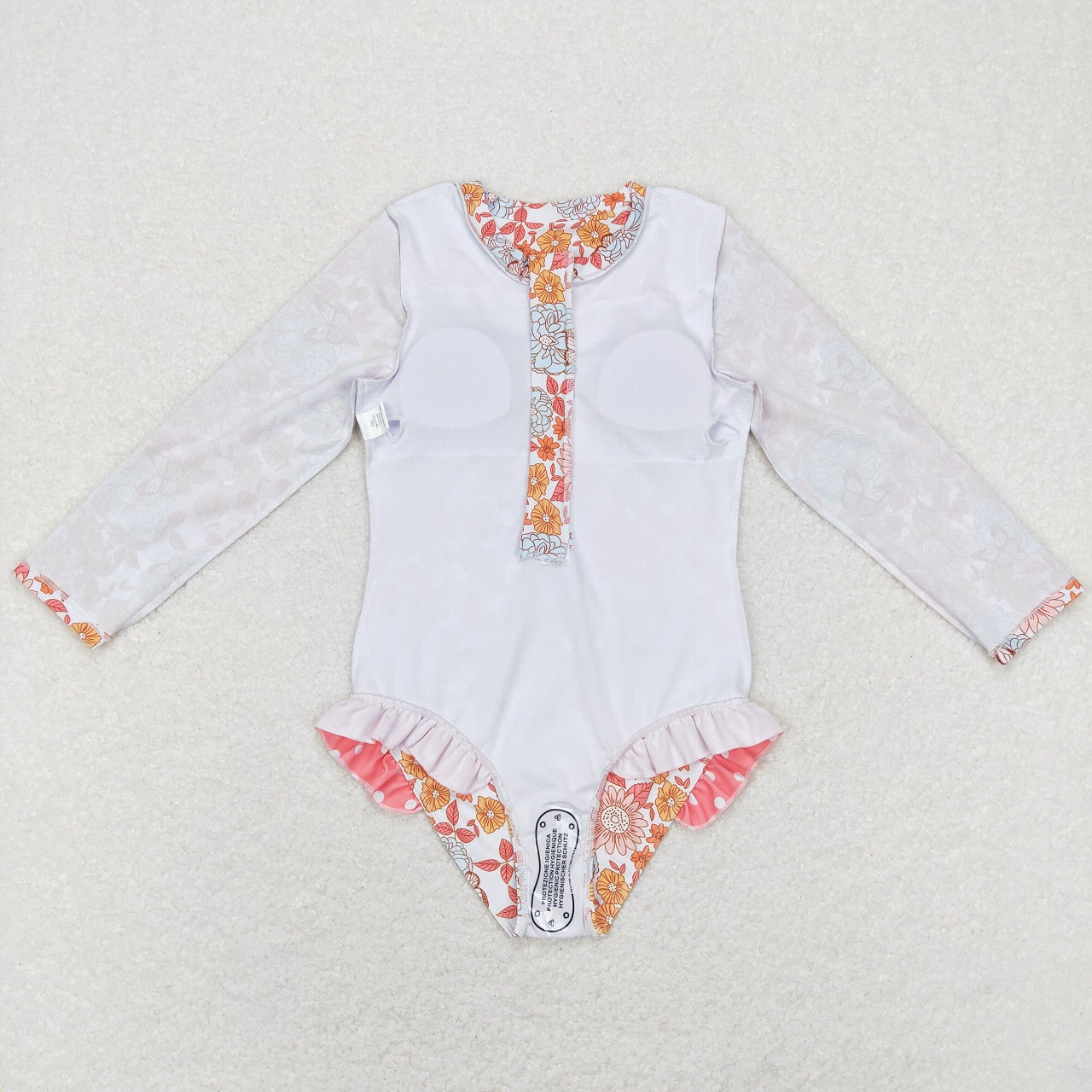 S0184 Baby Girl Floral Long Sleeves One Piece Summer Swimsuit