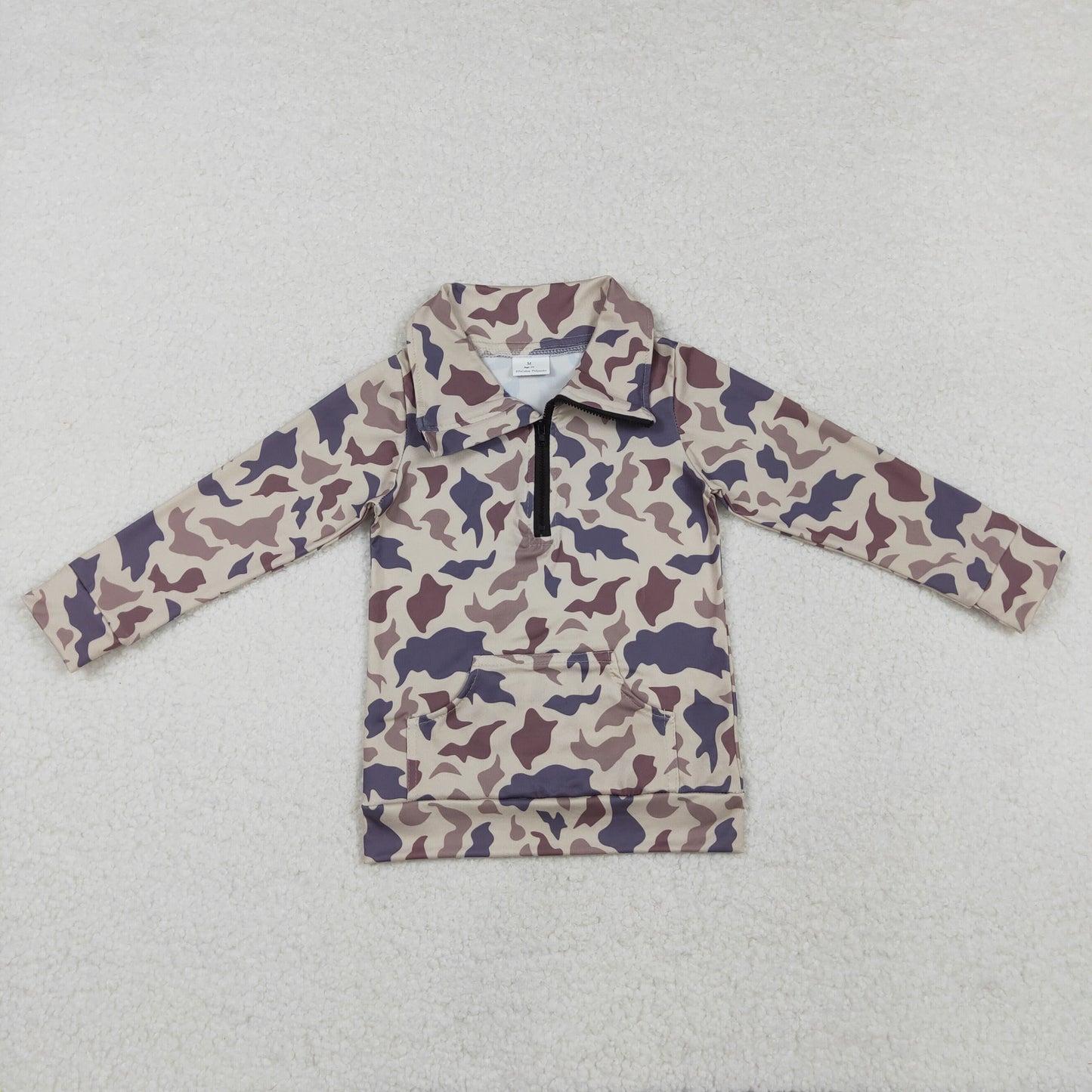 Baby Boy Camo Zipper Long Sleeves Pocket Pullover Shirt