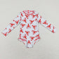 S0220 Baby Girl Long Sleeves Crawfish One Piece Summer Swimsuit