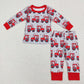 LR0887 Valentine's Day Baby Boy Long Sleeves Tractor Hearts Zipper One Piece Romper