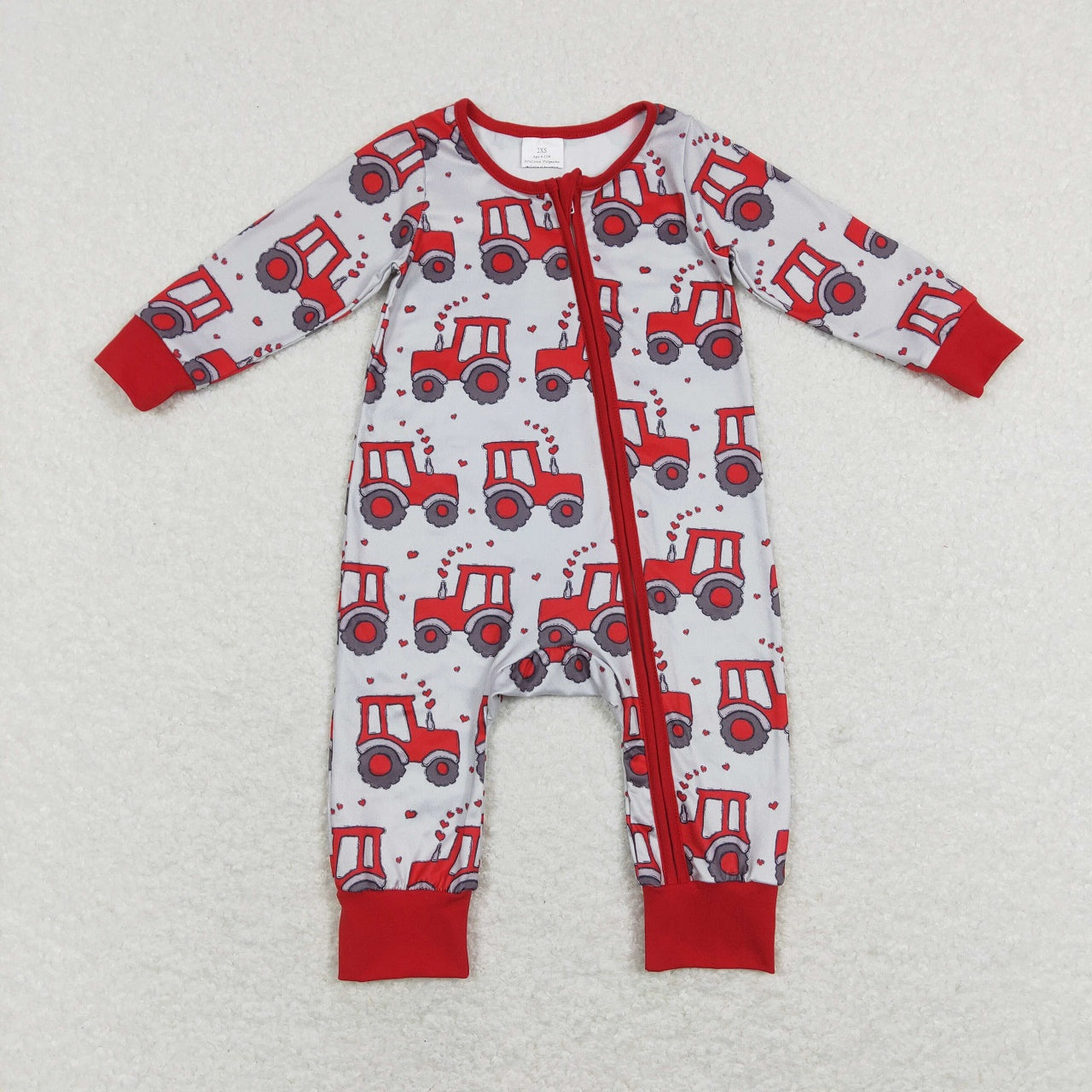 BLP0449 Valentine's Day Baby Kids Long Sleeves Hearts Tractor Shirt Bell Pants Set Pajamas