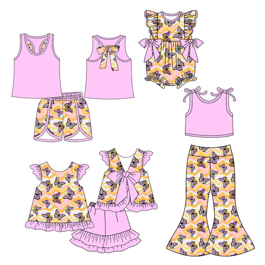 ( Moq 5 Each Style ) Baby Girl Summer Butterflies Sibling Romper Set 4.24