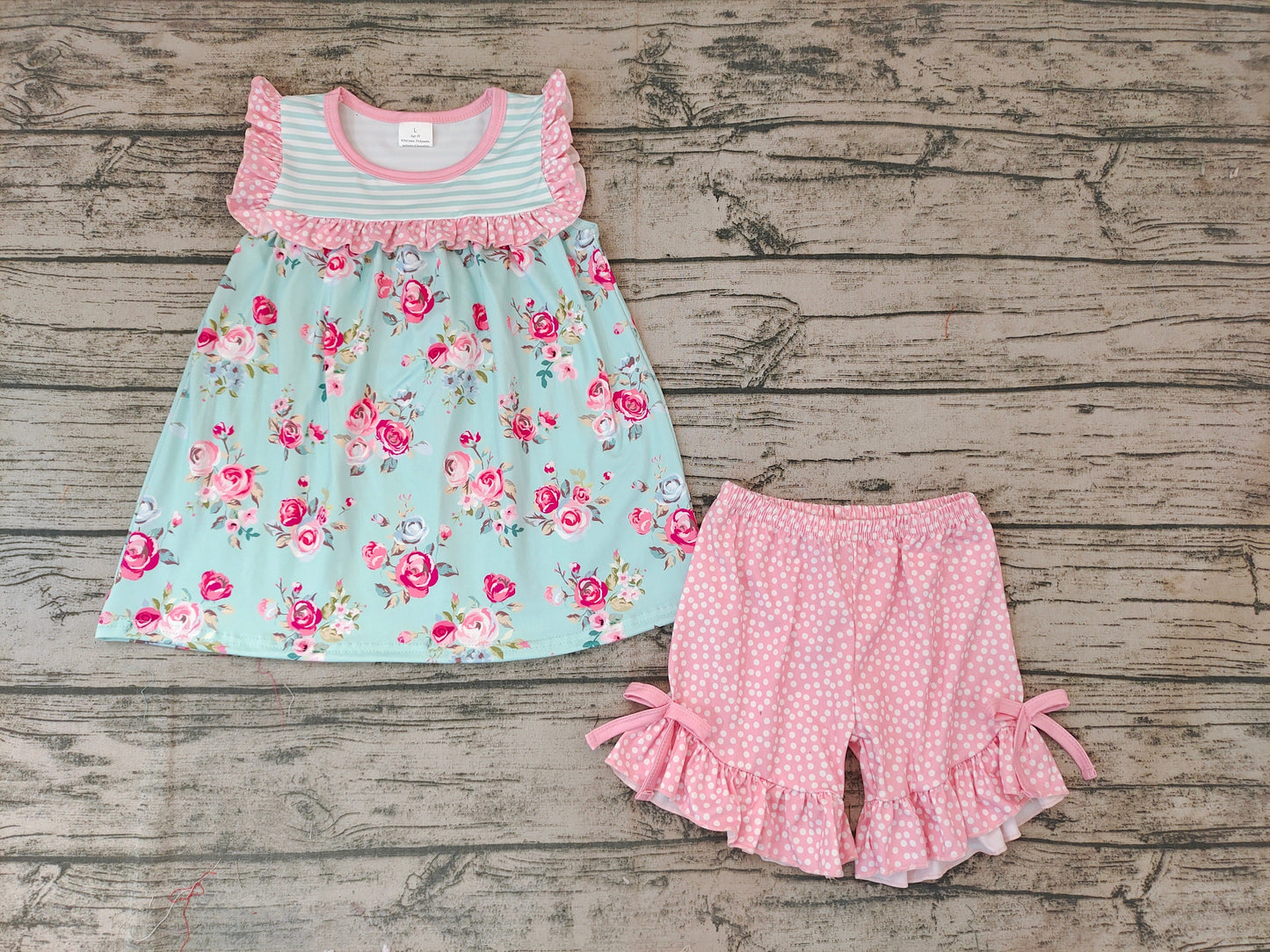 Promotion Baby Girl Floral Pink Dots Shorts Summer Outfit