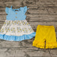 Promotion Baby Girl Summer Flower Yellow Dots Shorts Outfit