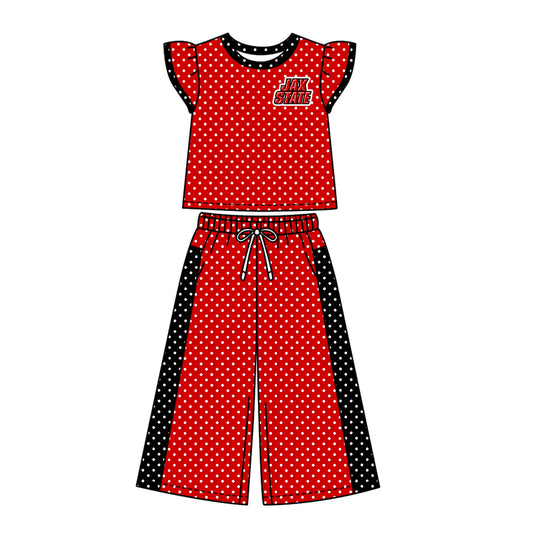 ( Moq 5 ) Baby Girls Kids Short Sleeves Shirt Pants Team Set Clothes