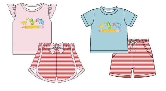 Baby Boy Girl Back To School Dinosaurs Pencil Sibling Set ( Moq 5 Each Style ) 2.21