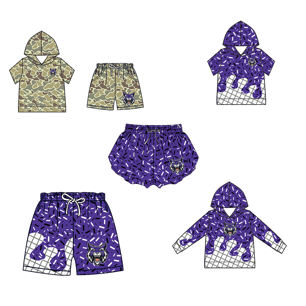 ( Moq 5 Each Style ) Baby Boys Girls Toddler Sibling Purple Shorts Shirts Set Team Drip Sprinkles Clothes
