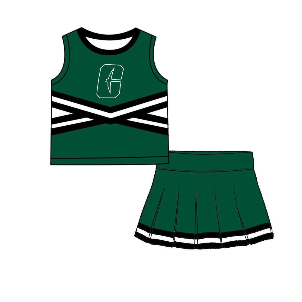 ( Moq 5 ) Baby Girls Kids Sleeveless Vest Skirt Shots Team Set Clothes