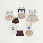 Baby Boy Girl Short Sleeves Embroidery Western Sunflower Cow Sibling Romper Dress Set