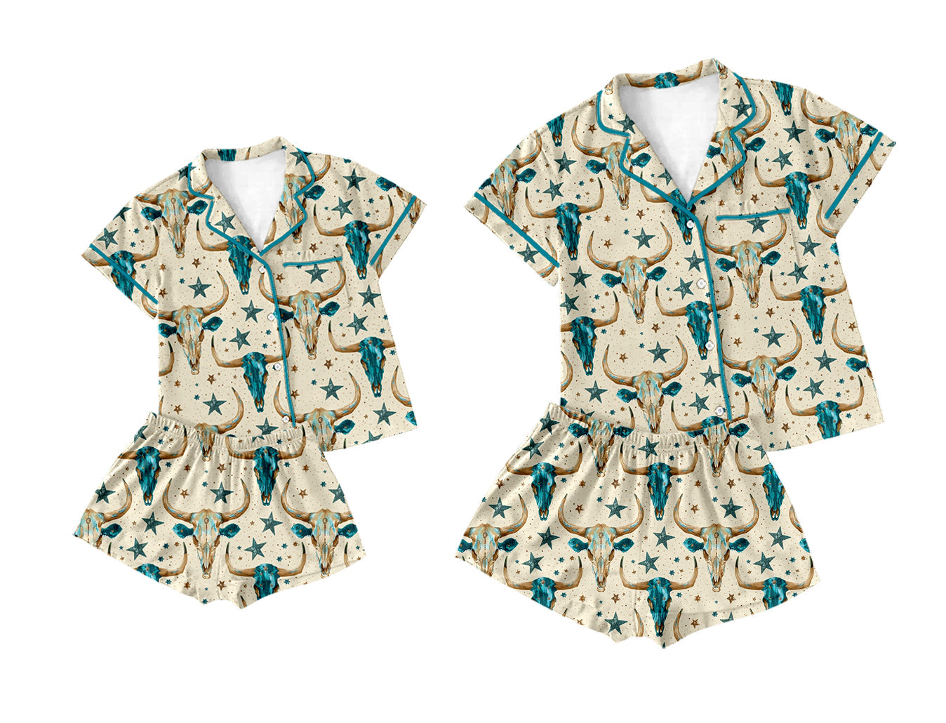 Baby Girl Adult Women Western Cow Sibling Pajamas Set ( Moq 5 Each Style ) 2.17