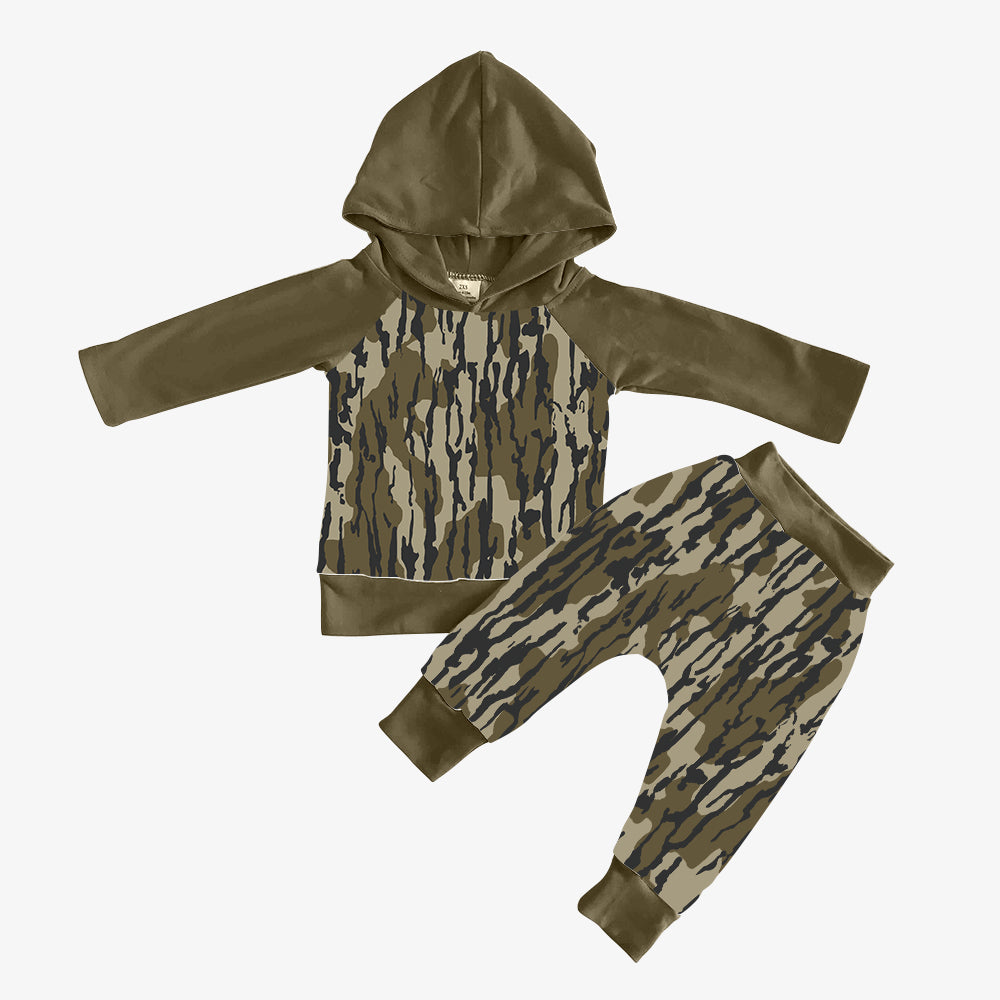 Baby Boy Toddler Long Sleeves Camo Hoodie Shirt Pants Set