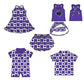 ( Moq 5 Each Style ) Baby Boys Girls Toddler Bows Team Sibling Shorts Dress Shirt Purple Set Clothes