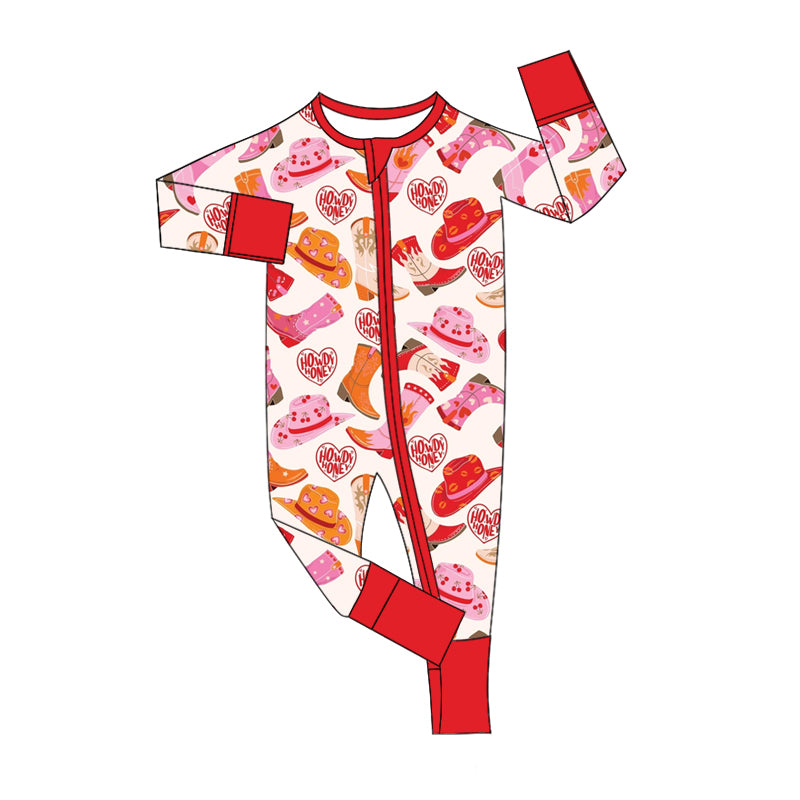 Baby Girl Newborn Infant Valentine Hearts Boots Zipper Romper