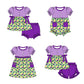 Baby Girl Short Sleeves Mardi Gras Camo Sibling Romper Dress Clothes Set ( Moq 5 Each Design )