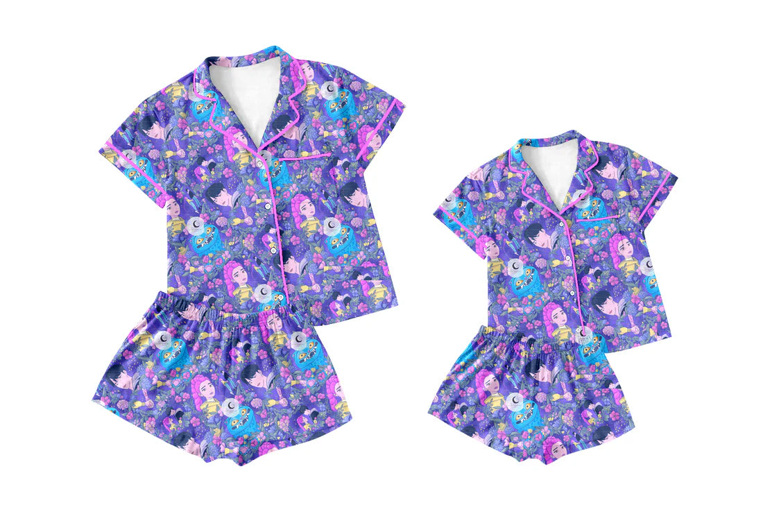 ( Moq 5 Each Style ) Baby Girl Adult Women Buttons Singer Shirt Shorts Sibling Mommy And Me Family Pajamas Sets