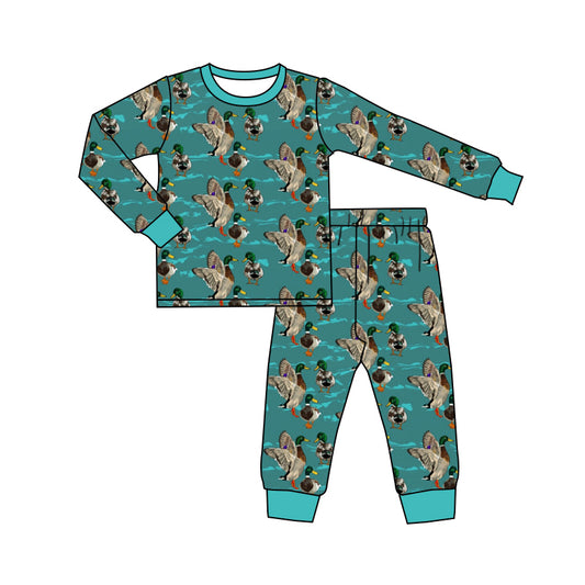 Baby Boy Toddler Long Sleeves Shirt Ducks Pants Hunting Pajamas Set