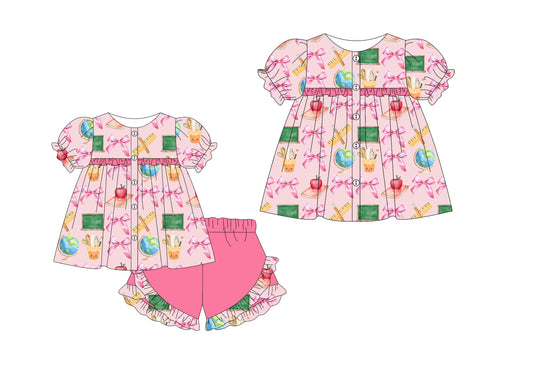 Baby Girl Back To School Bows Sibling Dress Set ( Moq 5 Each Style ) 1.8