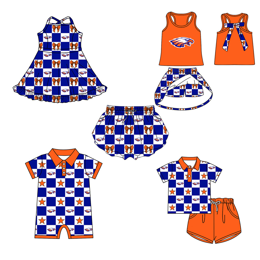( Moq 5 Each Style ) Baby Boys Girls Toddler Bows Team Sibling Plaid Shorts Dress Sets Clothing