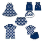 ( Moq 5 Each Style ) Baby Boys Girls Toddler Blue Bows Team Sibling Shorts Dress Sets Clothes