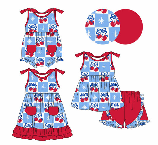 Baby Girl Cherry Checked Sibling Dress Romper Set ( Moq 5 Each Style ) 1.6