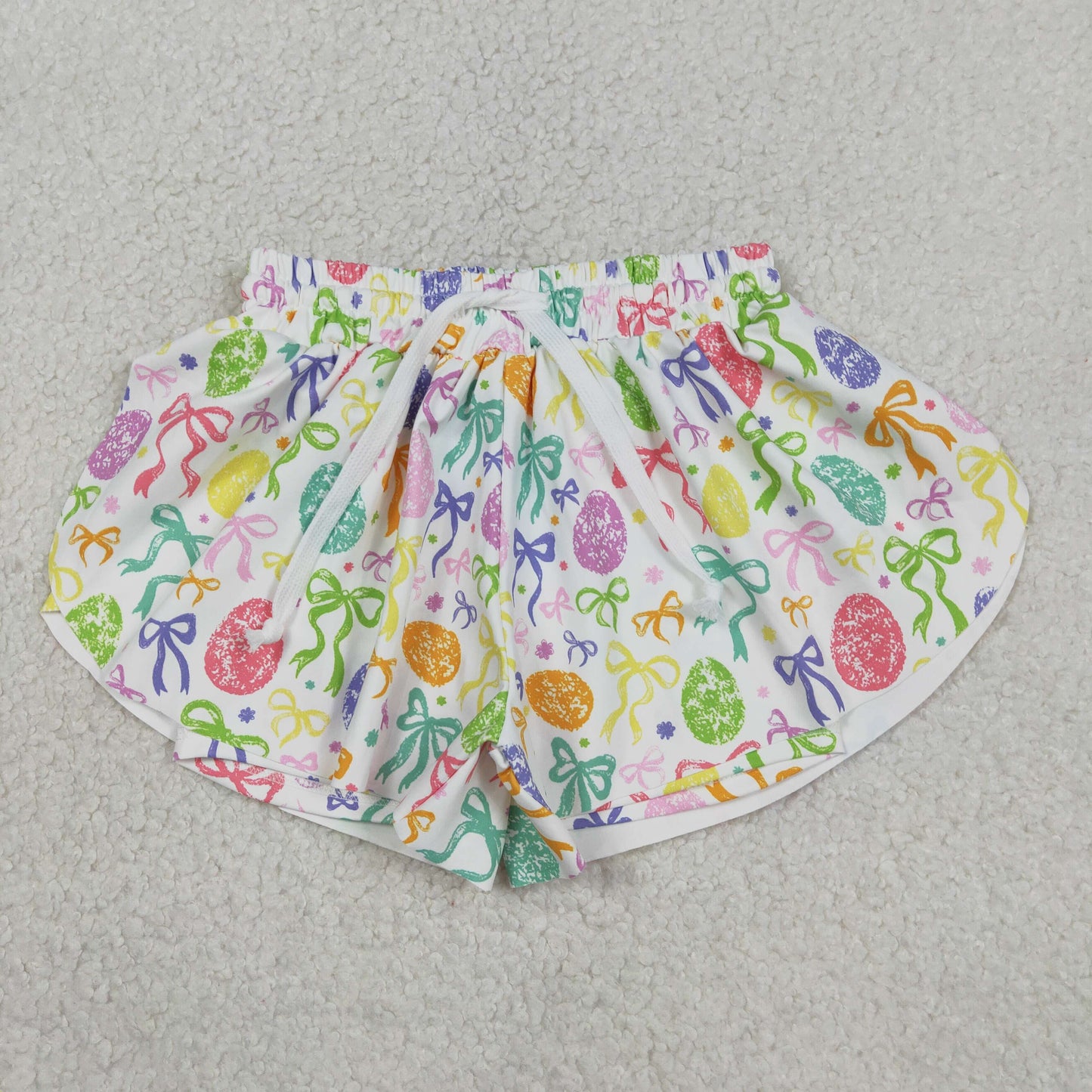 Baby Girls Kids Eggs Bows Easter Yoga Active Ruffle Shorts Bottom RTS