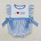 Baby Boy Girl Kids Embroidery I Love Dad Sibling Blue Romper Dress Set RTS