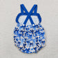 Baby Girl Infant Straps Blue Bows Ruffle Bubble Romper RTS