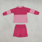 Baby Girls Kids Long Sleeves Pink Stripes Zipper Pullover Shorts Yoga Active Set Clothes RTS