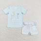 Baby Boy Girl Kids Short Sleeves Castle Balloons Sibling Cartoon Clothes Set RTS