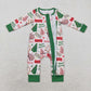 Baby Girl Long Sleeves Christmas Cake Tree Zipper Bamboo Romper