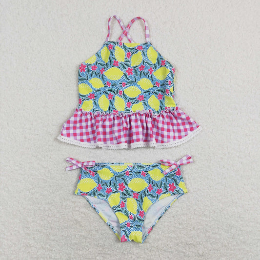 S0219 Baby Girl Lemon One Piece Summer Swimsuit