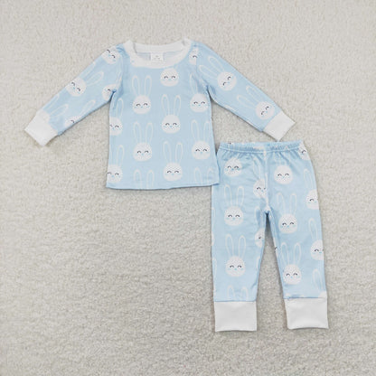 BLP0457 Baby Boy Long Sleeves Rabbits Shirt Pants Set Easter Pajamas