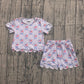 Baby Girls Bows Flags Stripes Shirt Scallop Shorts 4th of July Set Clothes RTS