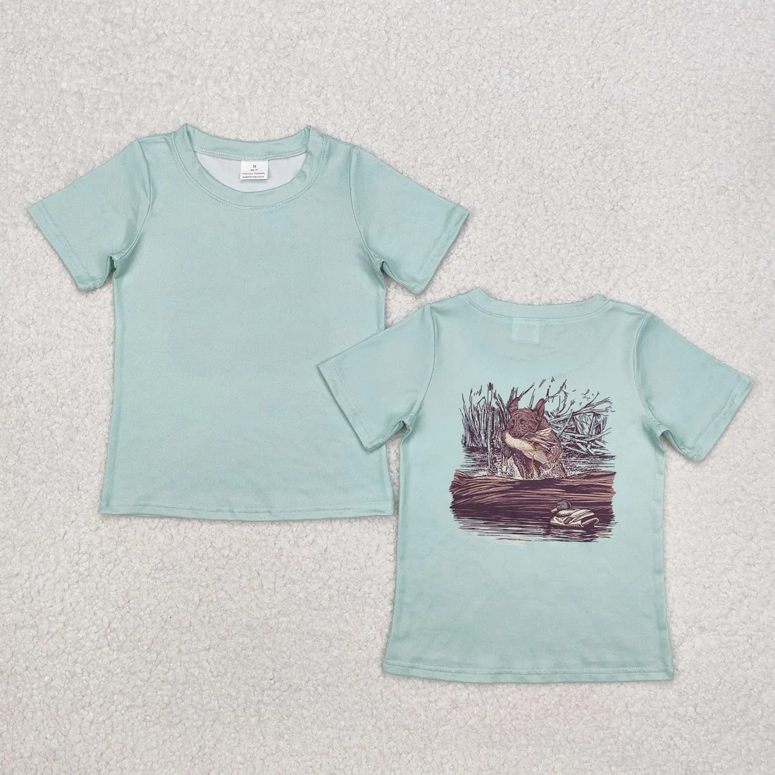 Baby Boys Green Short Sleeves Dogs Ducks Shirt Camo Pockets Shorts Summer Clothes Set RTS