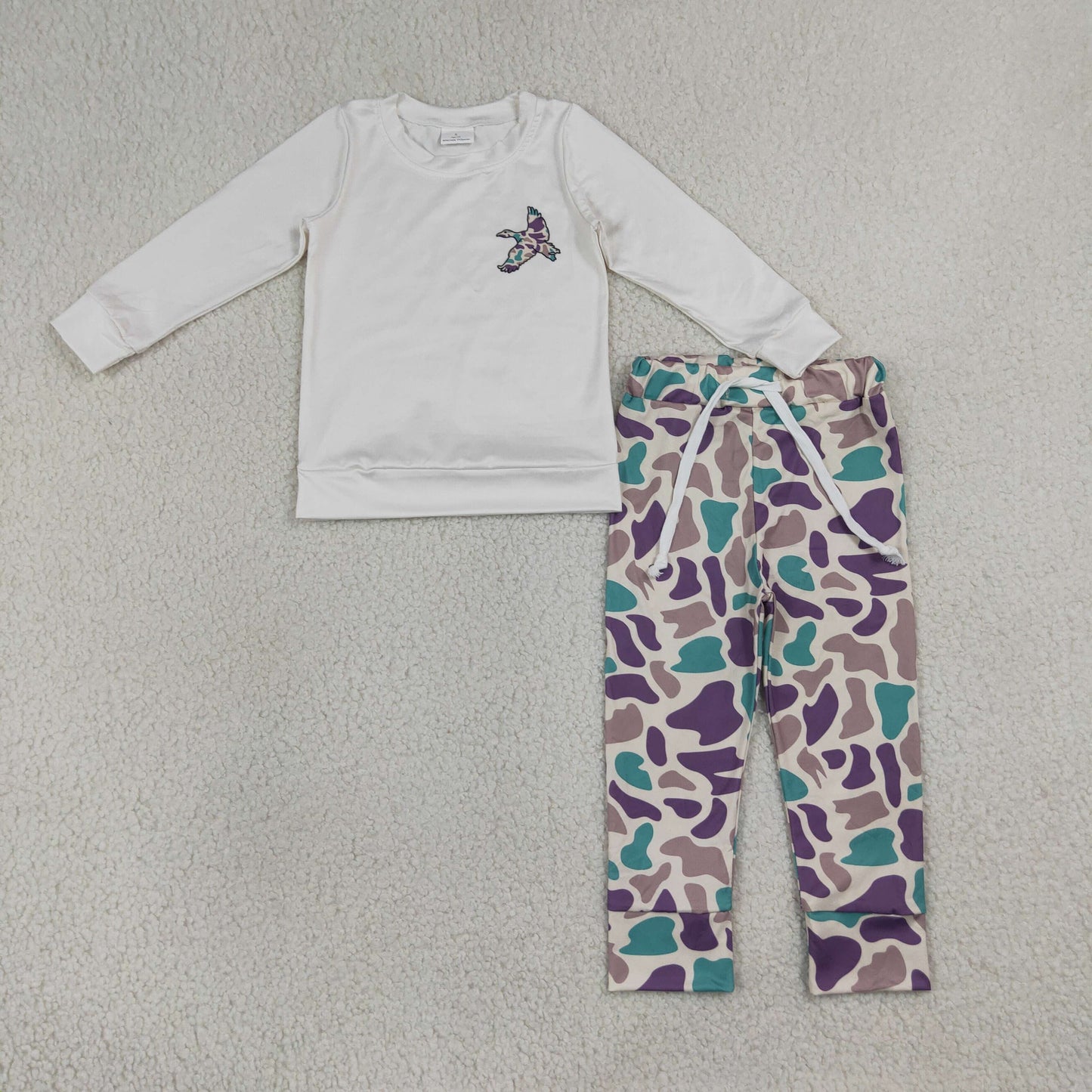 Baby Boys Kids Long Sleeves Duck Shirt Camo Pants Hunting Clothes Set RTS