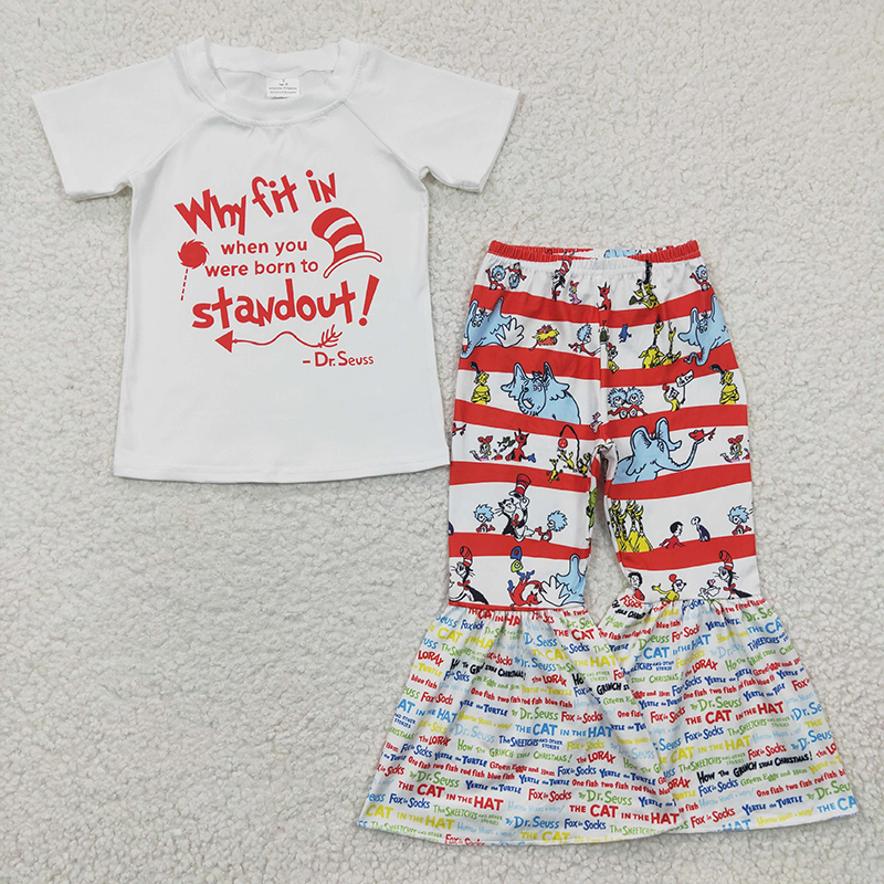 Promotion Baby Girl Short Sleeves Dr Reading Sibling Clothes Set