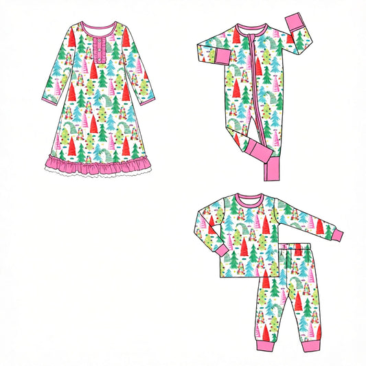 ( Moq 5 Each Style ) Baby Girls Kids Christmas Tree Sibling Romper Nightgown Dress Set Clothes